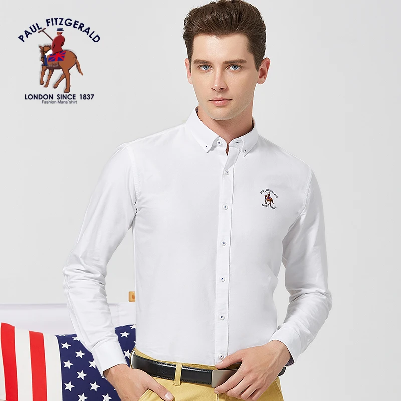 Men's Long Sleeve Oxford Casual Shirt 100% Cotton Fashion Grid Stripe Male Luxury  Shirts Button-down White Soft Colthing