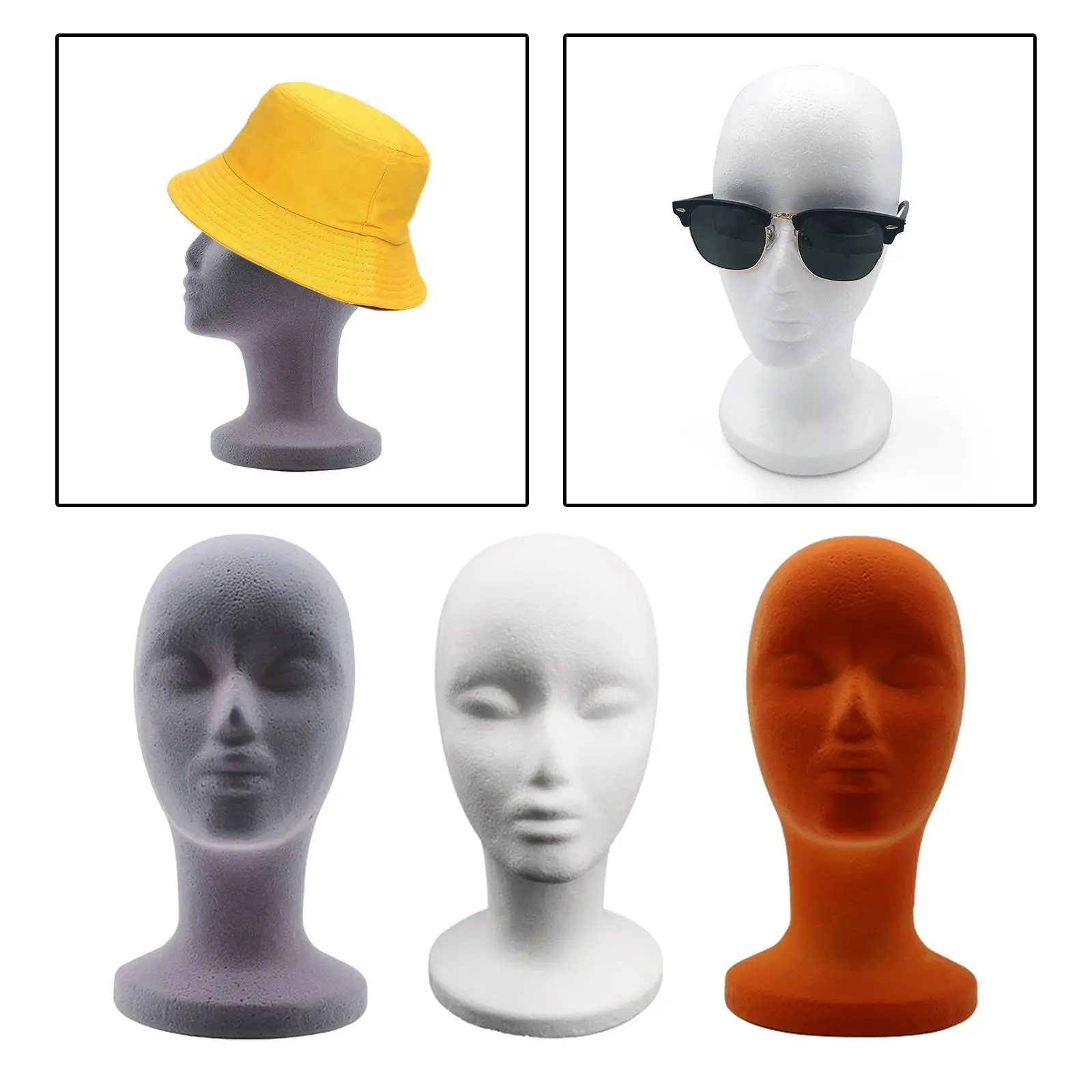

3Pcs Mannequin Head Display Stand Model Display for Hats Glasses