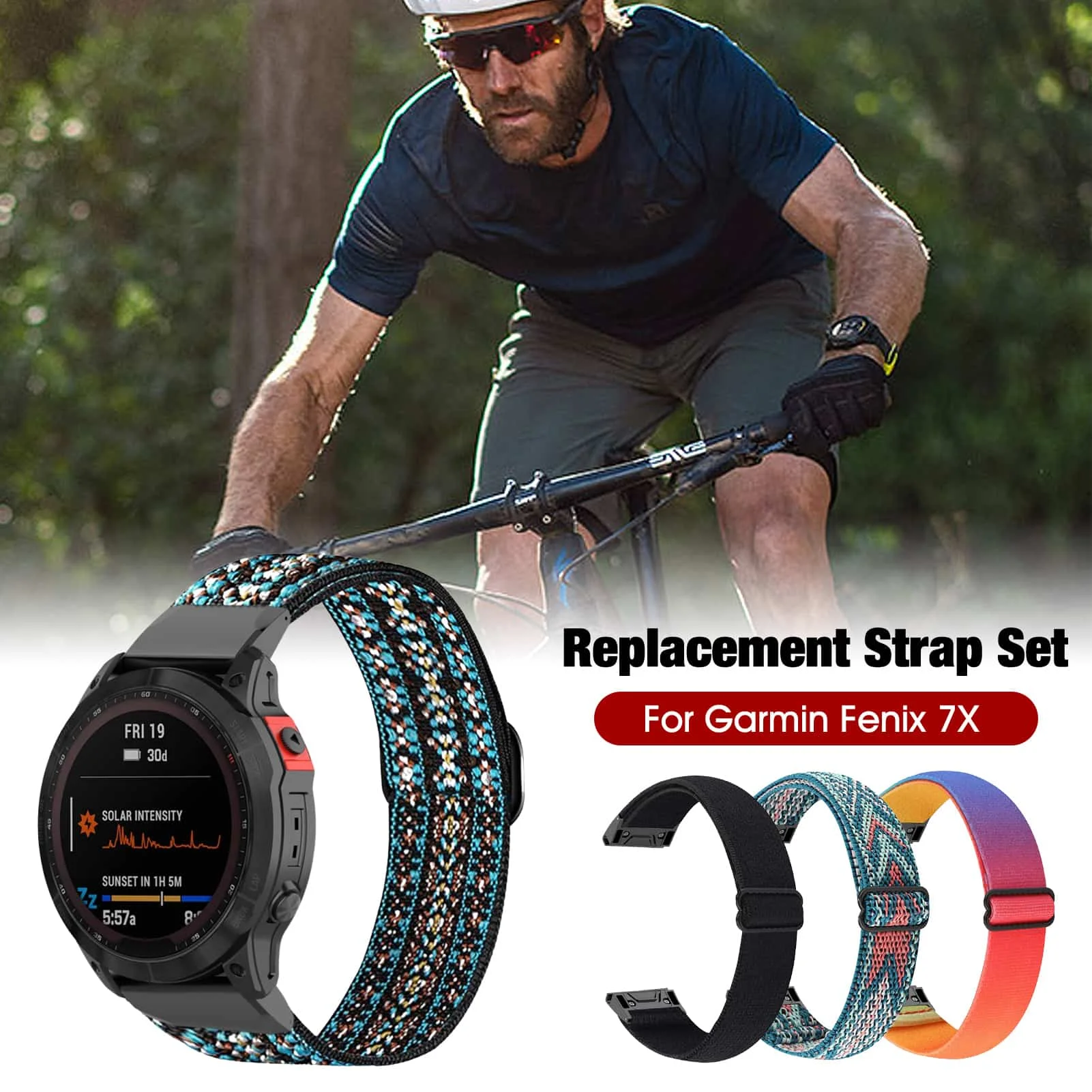 

Ремешок для часов Garmin Fenix 7 6 5 7s 6s 5s 7x 6x 5x, нейлоновый Эластичный регулируемый браслет для смарт-часов, 20 мм 22 мм 26 мм