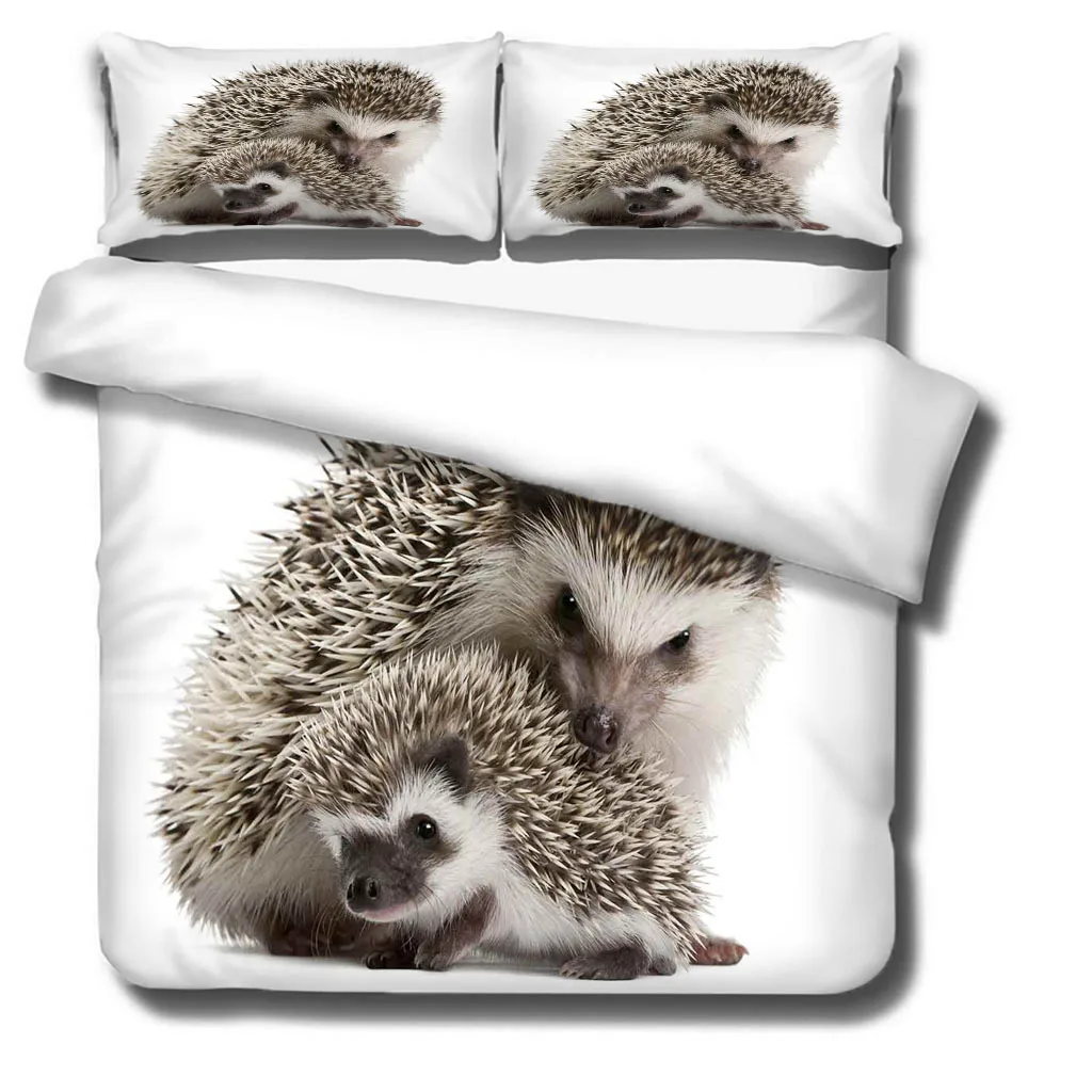 

Комплект постельного белья с милым животным ежиком, комплект с пододеяльником, постельное белье с 3d принтом, модное дизайнерское одеяло, ко...