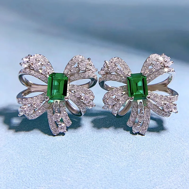 

Серьги из серебра 925 пробы с имитацией изумруда в европейском и американском стиле