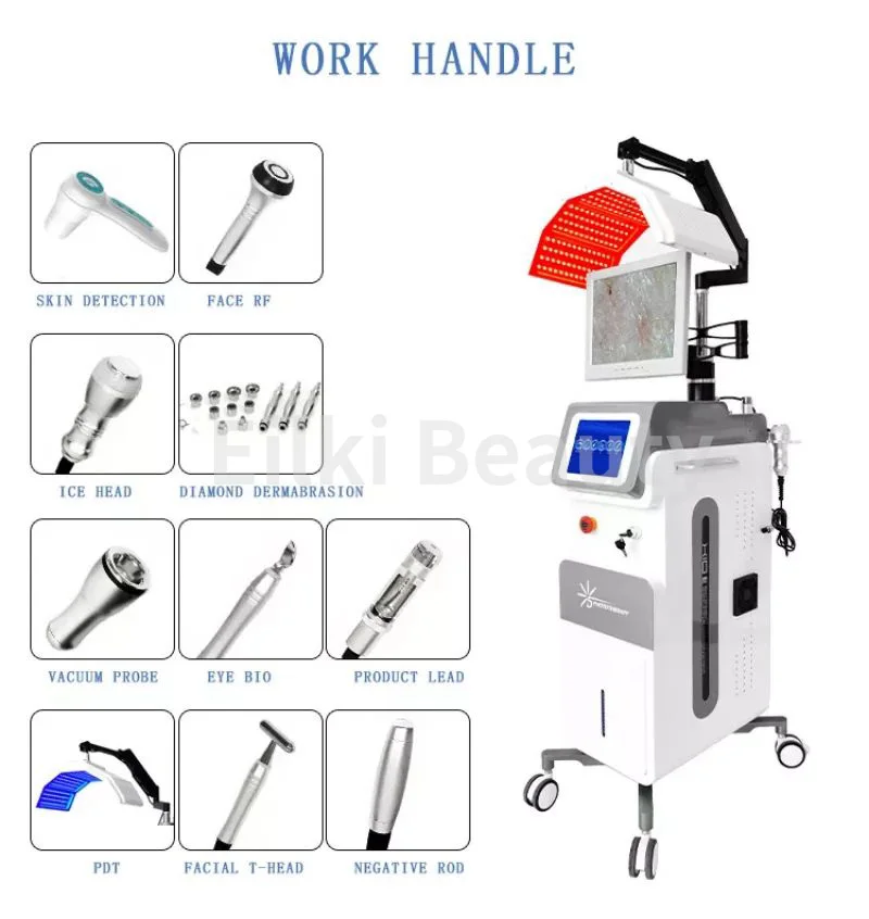 

Upgraded 10 In 1 Diamond Dermabrasion Hydrafacial Machine Skin Analysis Face Cleaning Skin Tightening 7 Colors Light Therapy