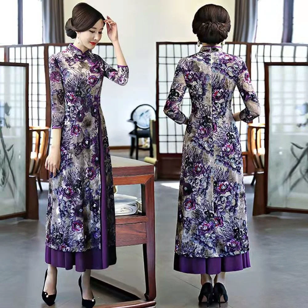 Новинка весна-лето Ao Dai вьетнамское традиционное платье Aodai Qipao китайское