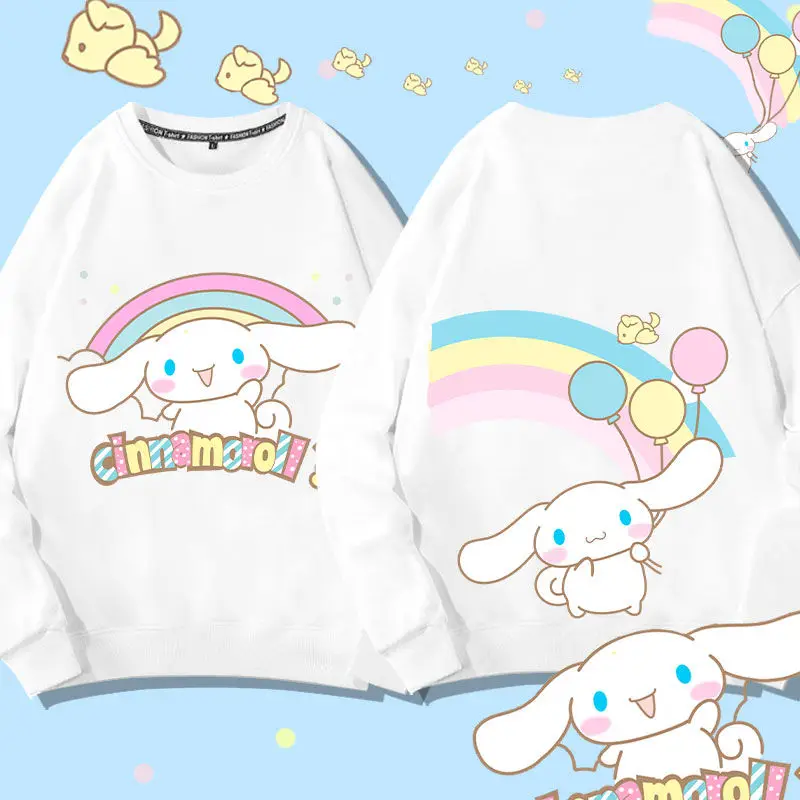 

Sanrio Kuromi Cinnamoroll Kawaii Anime Fleece Hoodie My Melody Hello Kitty Cute Cartoon Thick Round Neck Shirt Jacket Gifts Kids