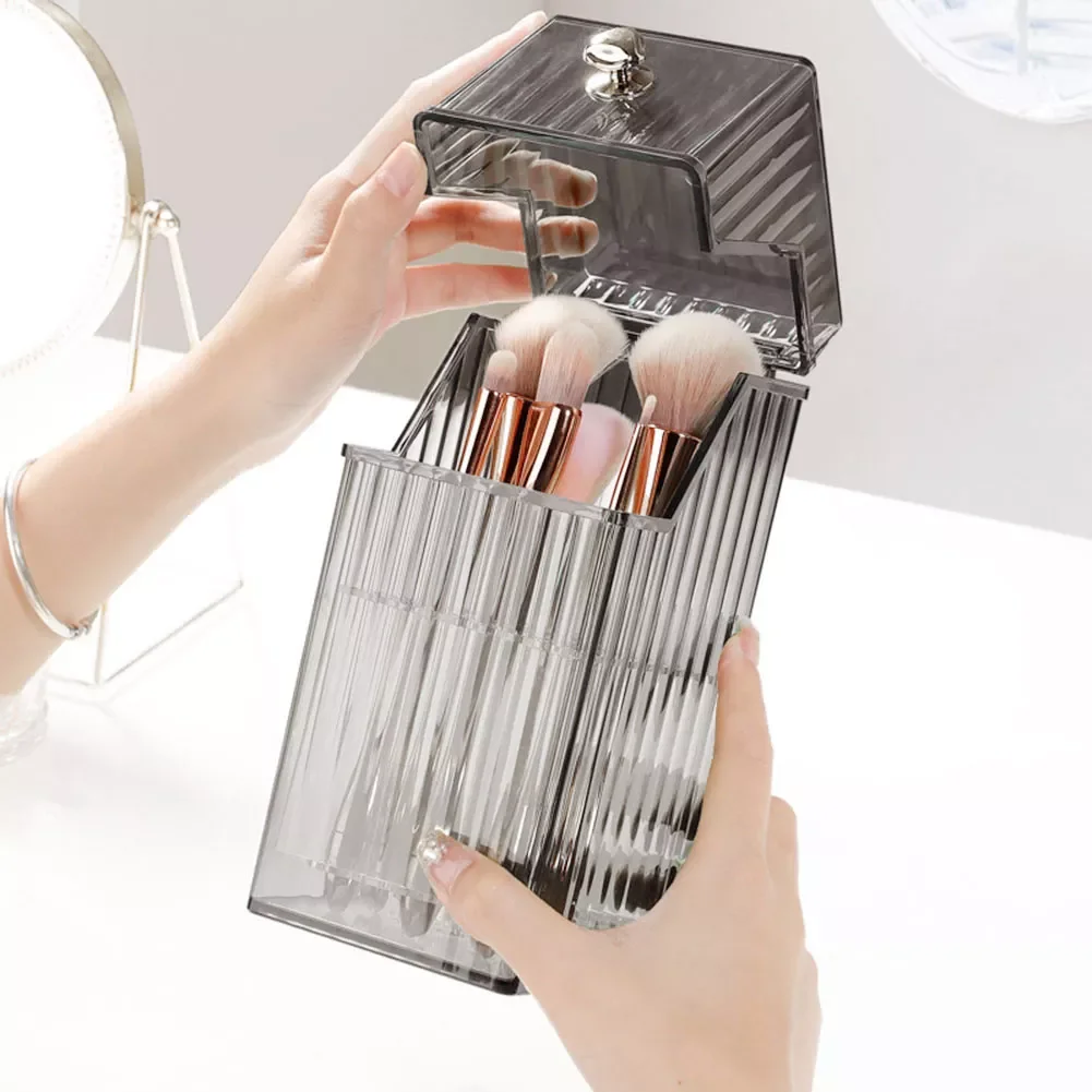 

NEW2023 Plastic Cosmetics Storage Multifunctional Desktop Storage Compartment Portable Makeup Brush Display Cases Dustproof for