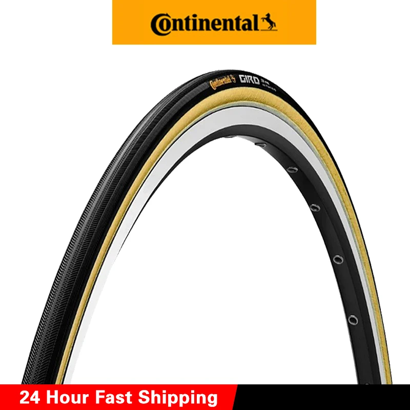 Continental Giro Tubular Tires 700C Road  Bike Tire Yellow Edge 28''x 22mm（700x22C）160 TPI Folding Allround Tubular Tires