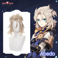 pre sale uwowo game genshin impact albedo cosplay wig cosplay hair gold short wig heat resistant
