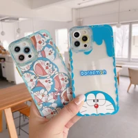 cartoon doraemon smile shockproof side bell phone case for iphone 13 12 mini 11 pro x xr xs max 7 8 6 plus protective cover