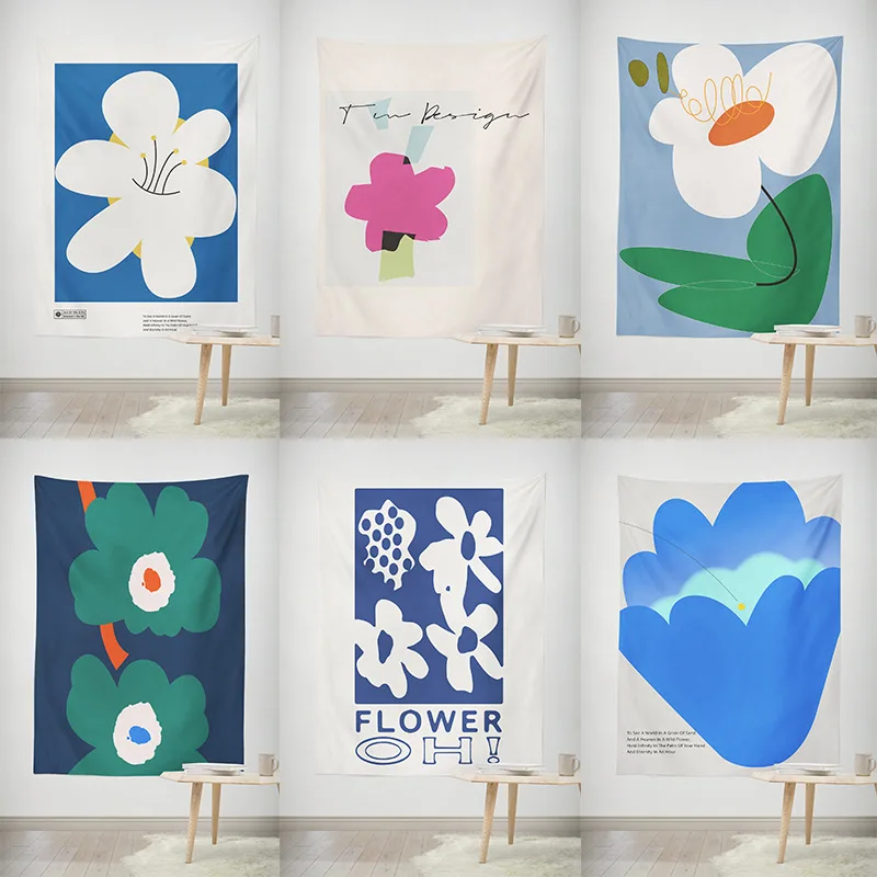 

Wall Tapestry Scandinavian Abstract Flowers Apartment Room Living Room Wall Decoration Wall Blanket House Decor Wall Art Decor
