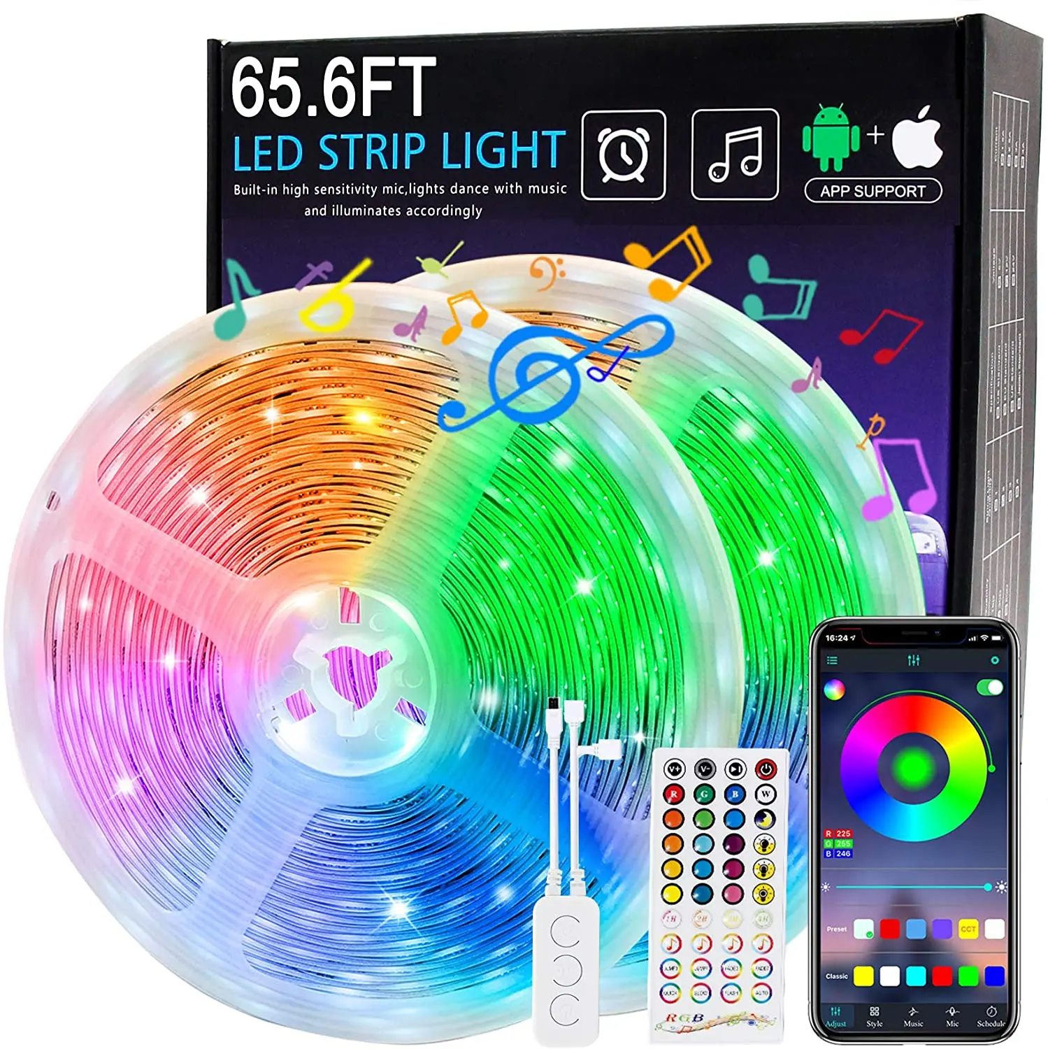 

LED Light Strip WiFi BT Music APPControl WS2811 WS2812B RGBIC Flexible Light Strip for Home Kitchen Bedroom TV Ceiling Decoratio