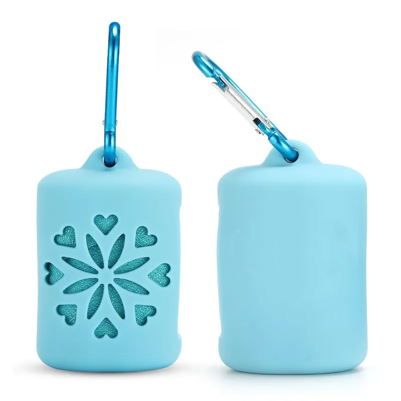 

Quick Drying Cooling Microfiber Towel Instant Cooling Relief Sports Portable Yoga Gym Pilates Running Travel Towel Silicone Bag