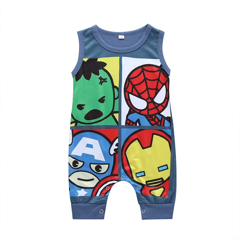Boy Baby Sleeveless Onesie Superhero Cartoon Baby Onesie Long Crawl Suit Children's Clothing Girls Baby Boy Clothing