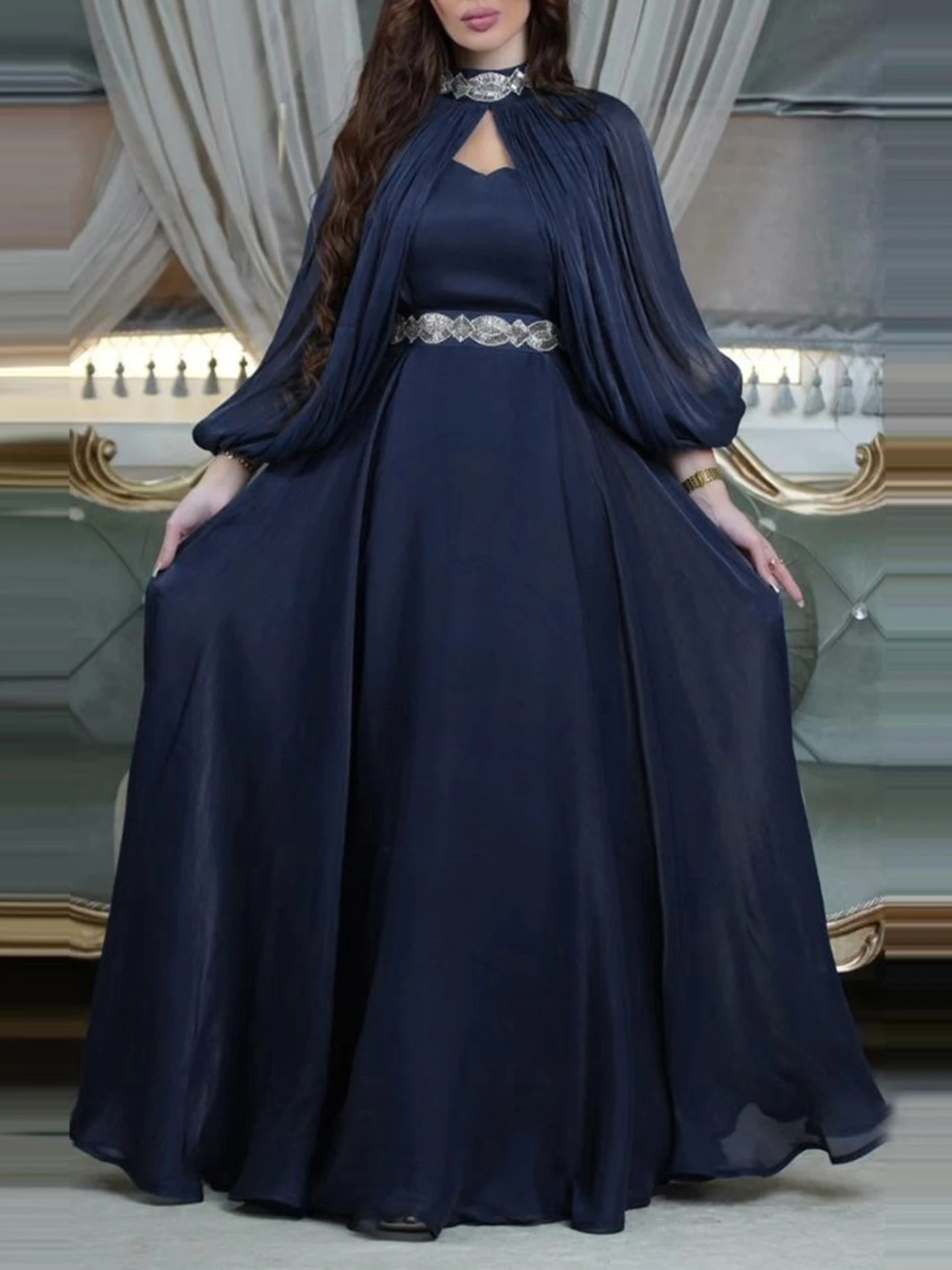 

Stain Muslim Kaftan Dress Women 2 Piece Set Luxurious Formal Caftan Robe Longue Dubai Turkey Abaya Islam Djellaba