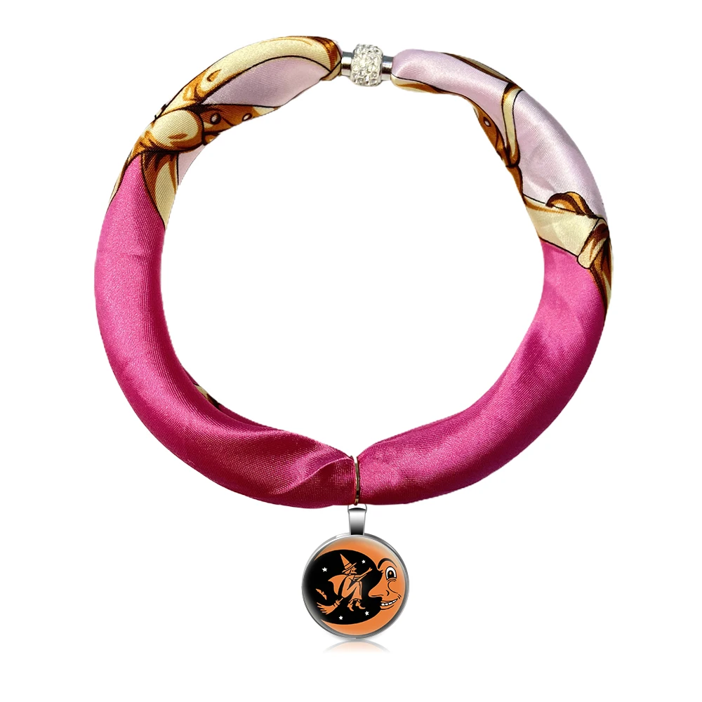 

Necklace Pendant Scarf Women Bohemia Neckerchief Foulard Femme Silver Alloy Glass Accessories Hijab Halloween
