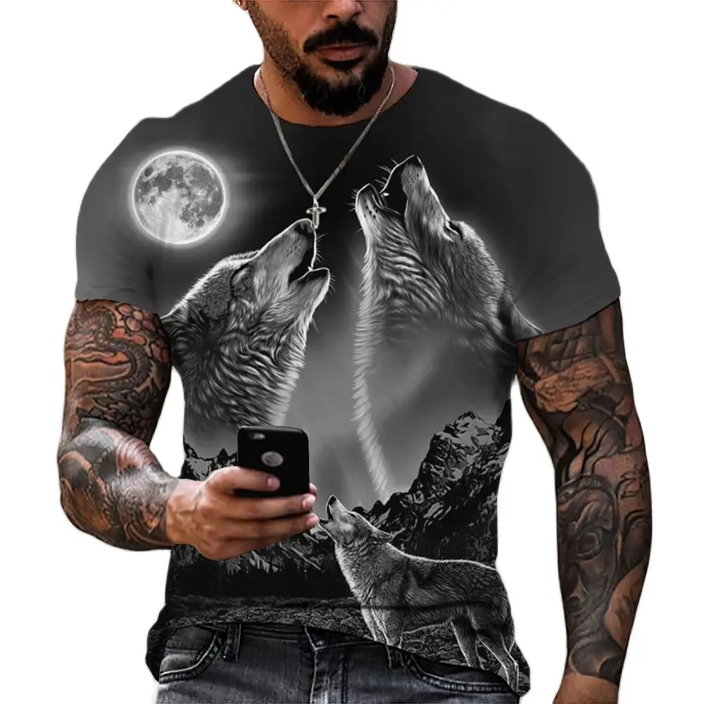 

Animal Wolf T-shirts Men's 3D Print Tees Summer Short Oversized Clothing Fashion Harajuku Tops Streetwear Casual Loose T Shirt