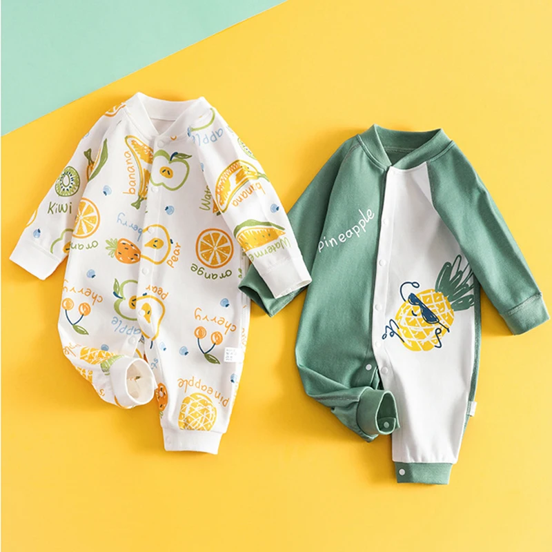 

Autumn Baby Romper Clothes Fruits Print Baby Girls Boys Cotton Jumpsuits Onesie Newborn Climbing Infant Rompers Roupas De Bebe
