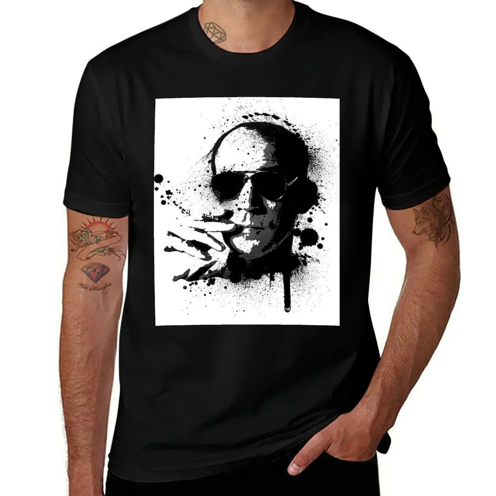 Футболка с принтом Hunter S. Thompson B&ampW кавайная одежда для мальчика футболки мужчин
