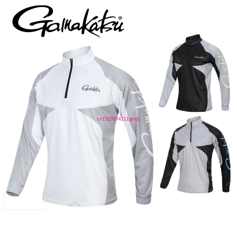 

2024 футболка с длинным рукавом и воротником-стойкой для рыбалки, защита от солнца, быстросохнущая дышащая одежда, Велоспорт, туризм