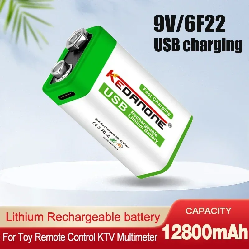 Литий-ионный аккумулятор 6F22 12800 мАч 9 В micro USB