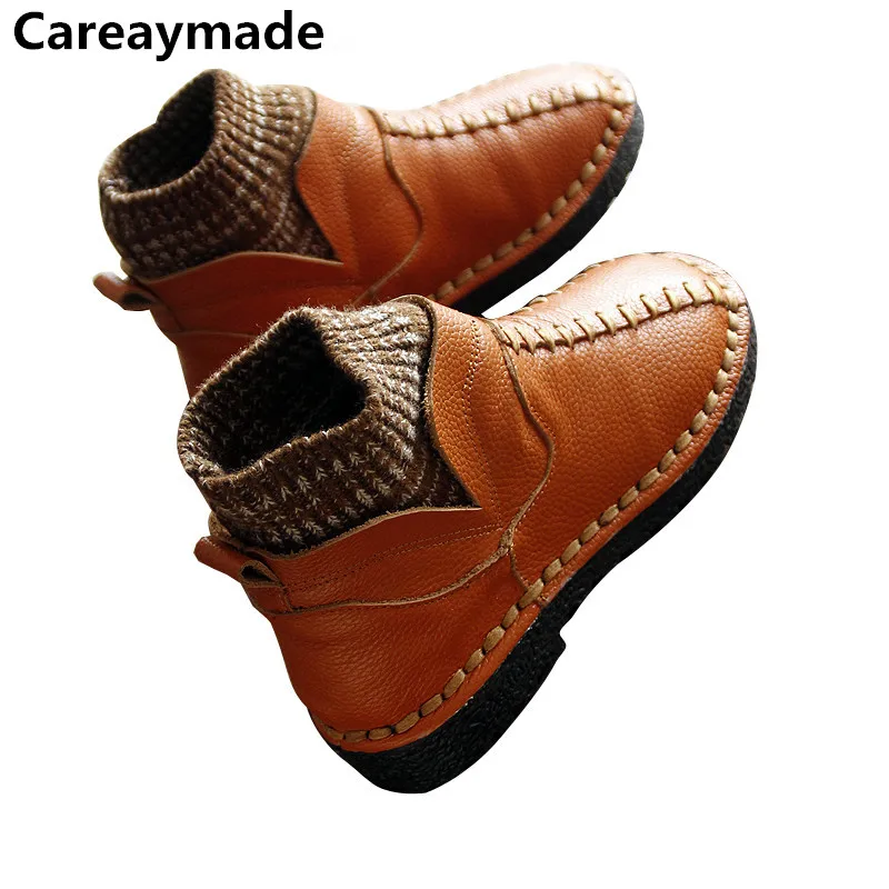 Careaymade-Original handmade retro women's shoes, socks shoes, Genuine leather women leisure flat shoes,Comfortable ladies boots