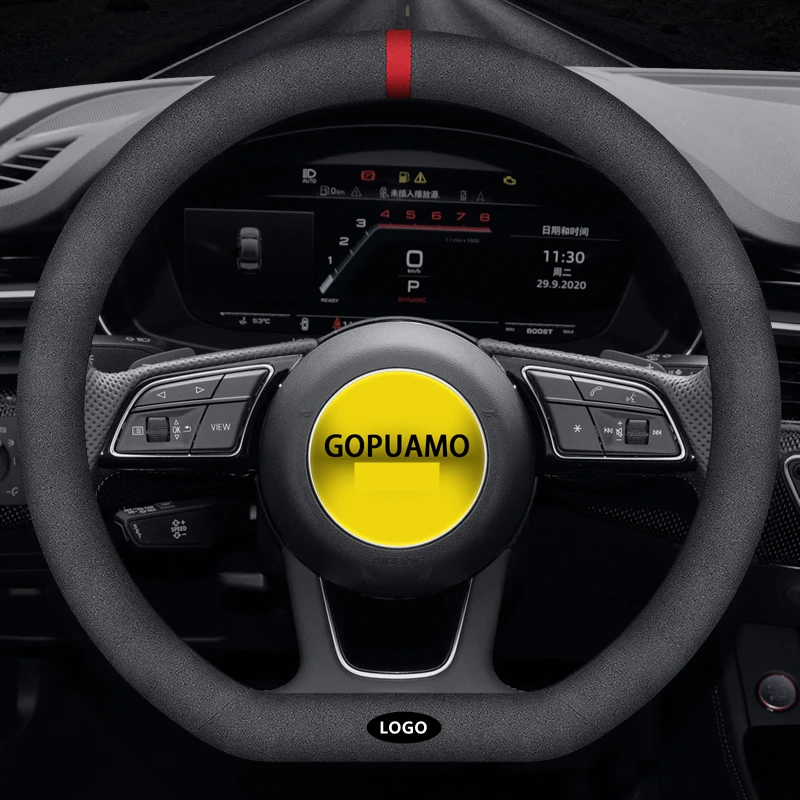 

38cm Real Suede Car Steering Wheel Cover For Toyota Vios Rav4 CHR Estima Yaris Innova Camry Corolla Altis Hilux Auto Accessories