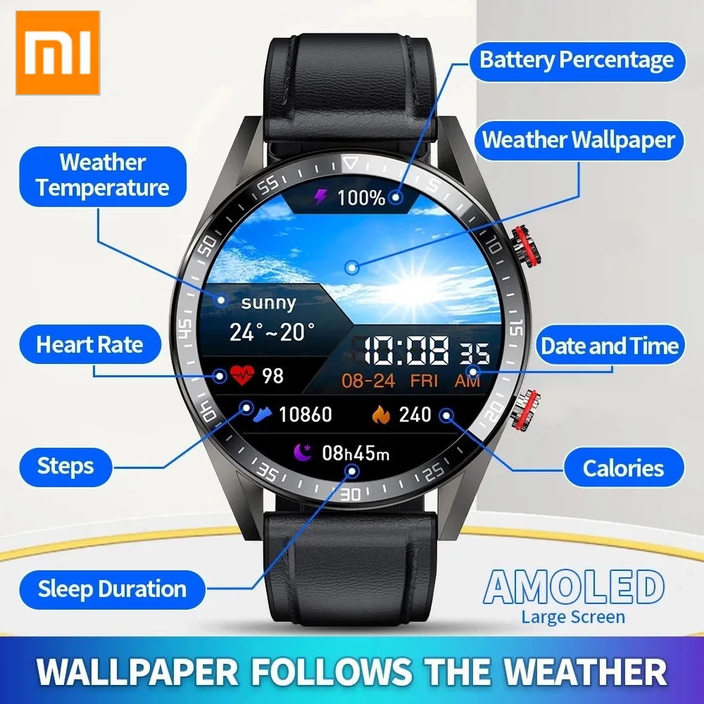 

XIAOMI Smart Watch Always Display The Time Bluetooth Call Local Music Smartwatch For Mens Android XIAOMI TWS 454*454 Screen