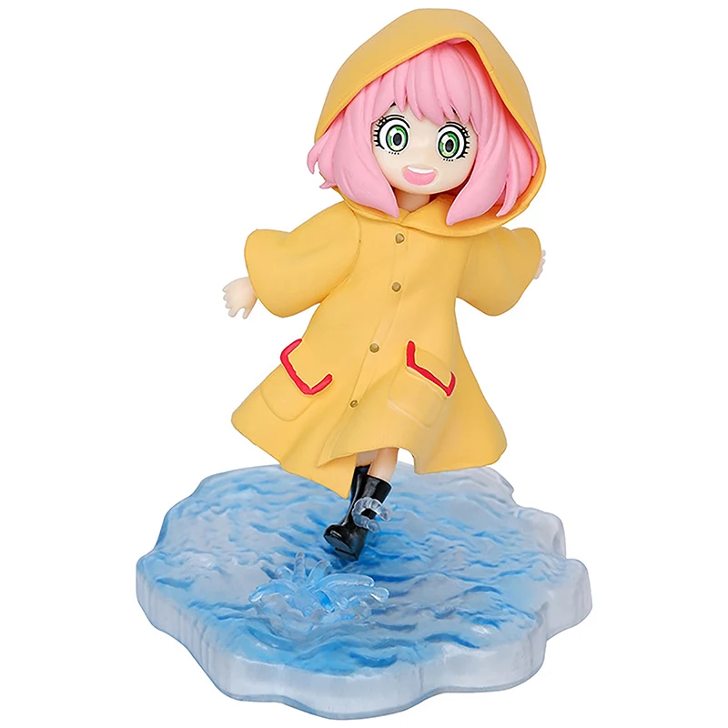

13cm Anime Spy X Family Action Figure Anya Forger Raincoat Kawaii Girl Doll PVC Collectible Model Toy Computer Case Decoration