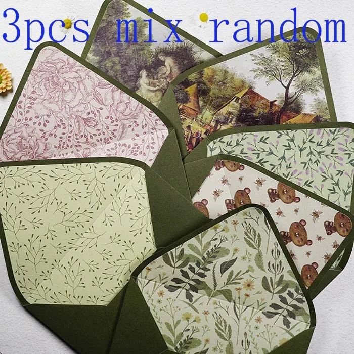 5 шт./компл. винтажные конверты серии авокадо зеленого цвета, свадебные приглашения, рисунок, подкладка, искусственная кожа, стационарные