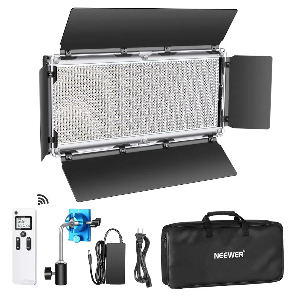 

Neewer Advanced 2.4G 1320 LED Video Light with Barndoor, Dimmable Bi-Color LED Panel with LCD Screen and 2.4G Wireless Remote