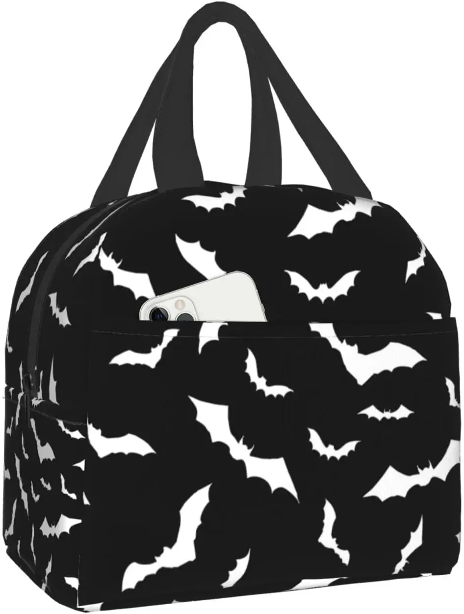 

Bats Halloween Pattern Lunch Bags For Women Portable Cooler Tote Bag Large Reusable Insulated Lunch Box For Travel Picnic Work