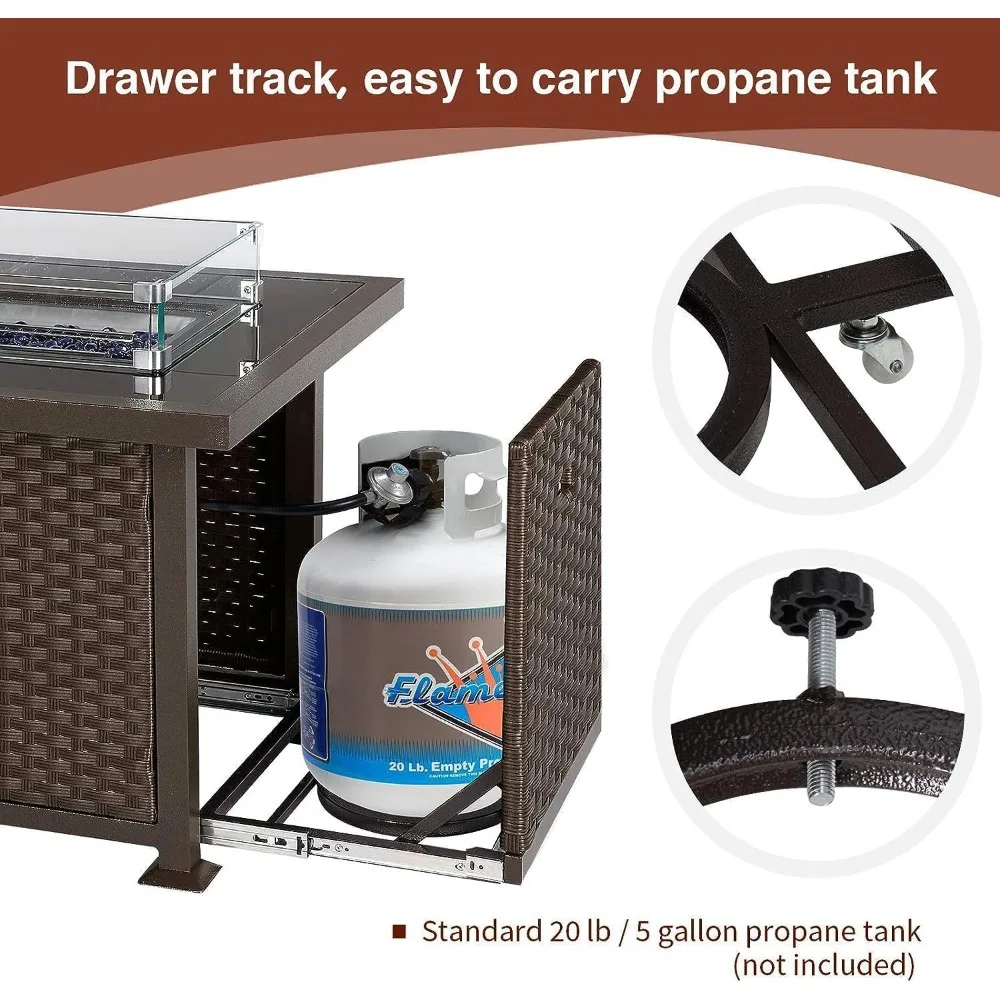 44-дюймовый уличный стол для костра на пропане газовый камин с автоматическим