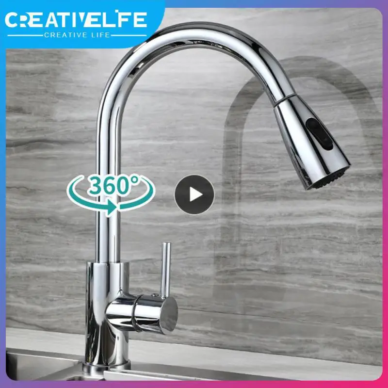 

Kitchen Faucets Brushed Nickel Pull Out Kitchen Sink Water Tap Mixer 360 Rotation Stream Sprayer Head Hot Cold Taps For kitchen