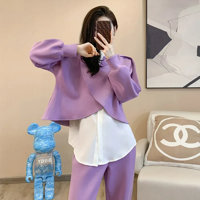 Элегантный белый Повседневный Спортивный костюм-тройка для женщин новинка