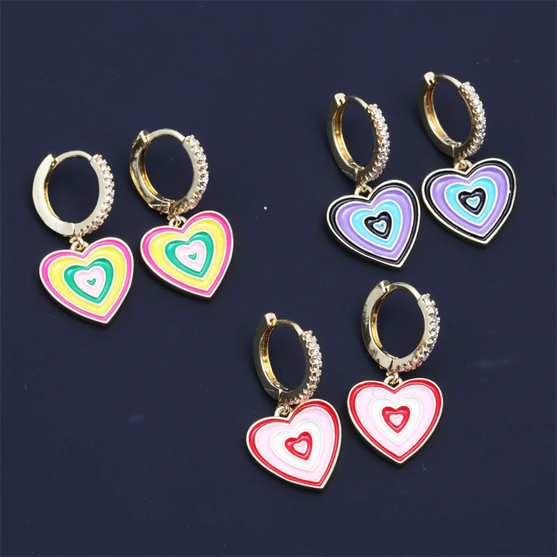 

1 Pair Cute Love Heart Push Back Fashion Korean Earring Creative Lovely Stud Earrings For Women Girl 'sTrendy Jewelry Wholesale
