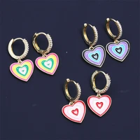 1 pair cute love heart push back fashion korean earring creative lovely stud earrings for women girl strendy jewelry wholesale
