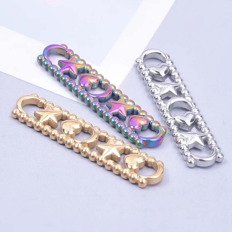 

10pcs/lot Rectangle Star Moon Heart Connector DIY Craft Bulk Wholesale Jewelry Making Bracelets Necklace Stainless Steel Charms
