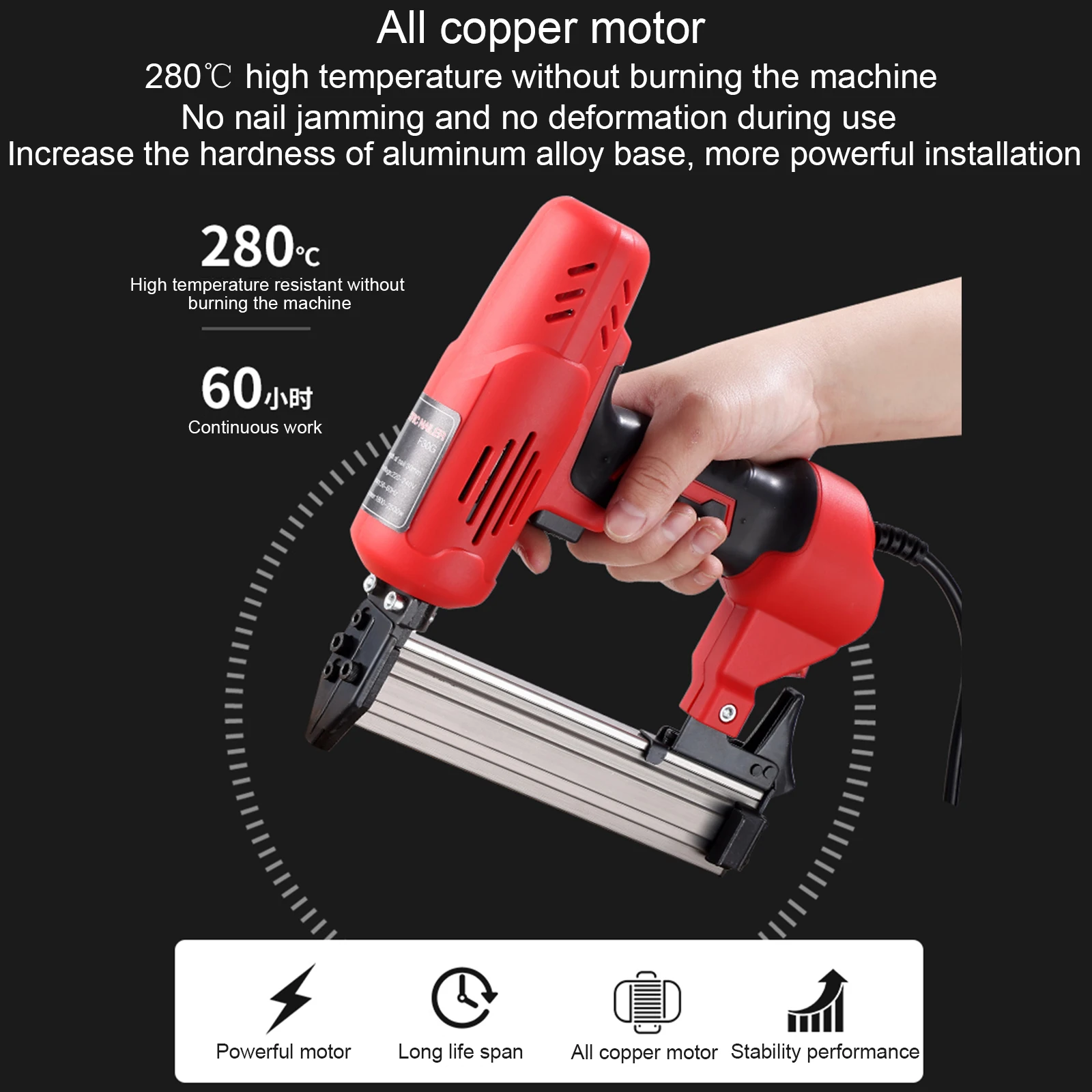 2200-2600W Electric Nailer and Stapler Furniture Staple Gun for Frame Carpentry Woodworking Tools 220-240V