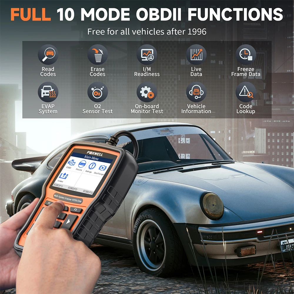 FOXWELL NT510 Elite автомобильный все системы OBD 2 сканер считыватель кодов