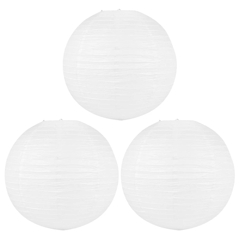 

3 X Chinese Japanese Paper Lantern Lampshade For Party Wedding, 50Cm(20 Inch) Creamy-White
