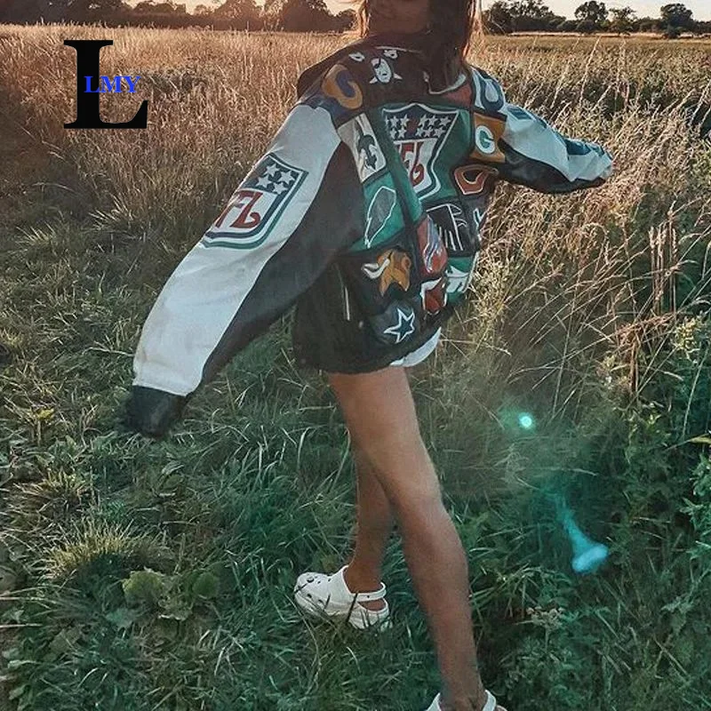 2024 винтажная бейсбольная одежда с принтом университетские куртки-бомберы на