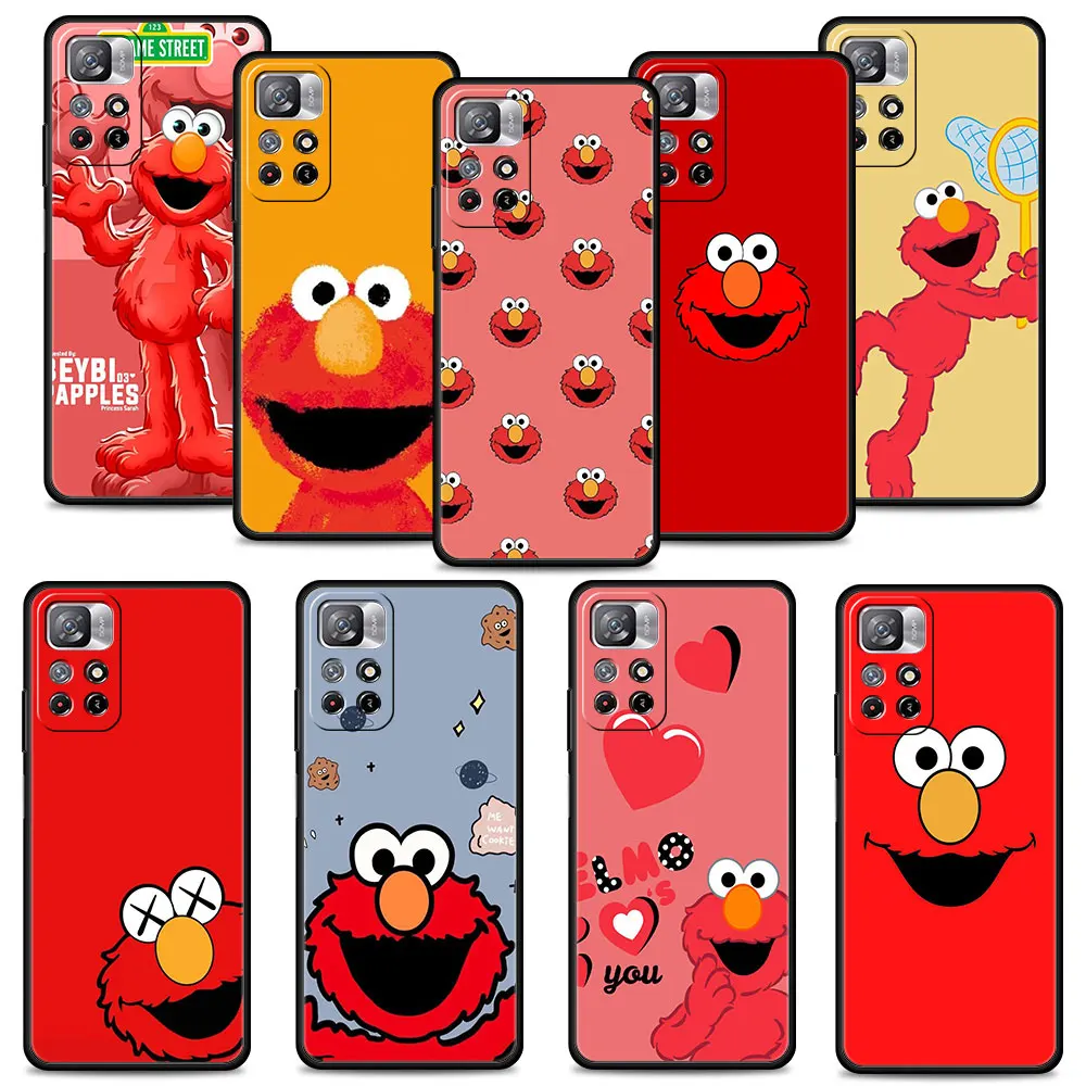 

Full Lens Protection Phone Case For Redmi Note 11 10 9 8 8T 9T 9S Pro 9C 9A 10C K40 K40S K50 Shell Red Cute Sesame Street