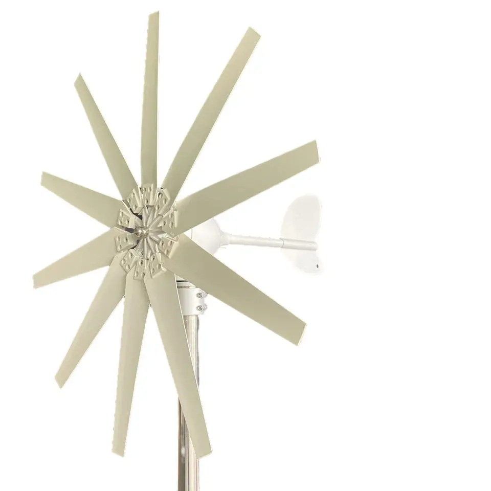 

12/24/48V Wind Turbine Generator 400W with Controller 10 Blades Large Wind Turbine for Home Use Low Noise High Efficiency