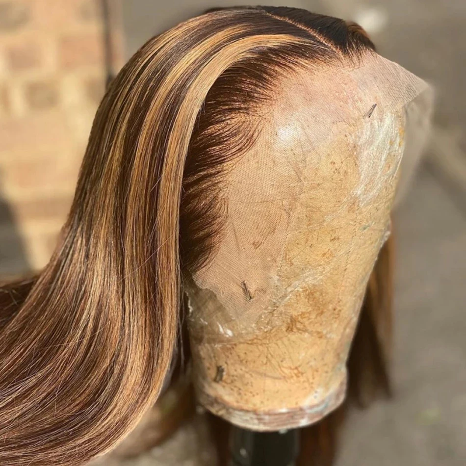 

Прямой парик с эффектом омбре 13x 4, парик из человеческих волос на сетке спереди, бразильские, медовые, светлые волосы, прямые волосы на сетке спереди для женщин