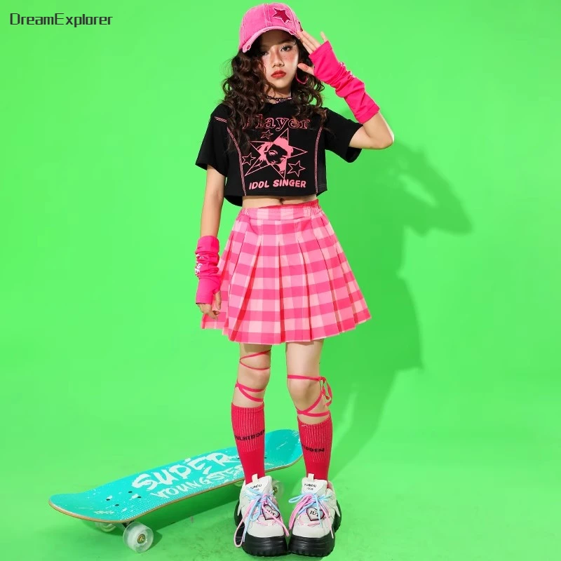 Короткая рубашка в стиле хип-хоп для девочек летняя куртка клетчатая юбка