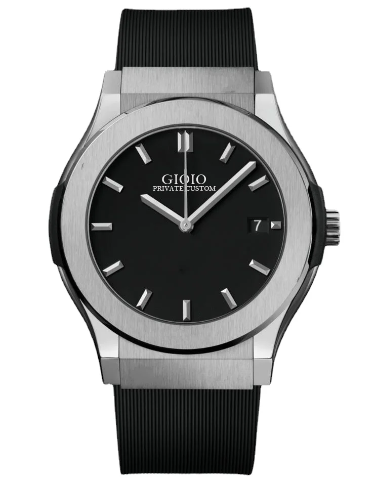 

Men Automatic Mechanical Watch Blue Black Leather Rubber