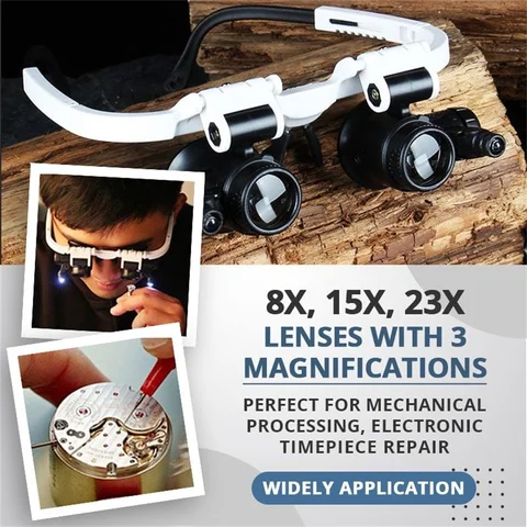 Head Magnifier with LED Lights, Rechargeable Hands-Free Headband Glass with  1.2X 1.8X 2.5X 3.5X Lens Dropship - AliExpress
