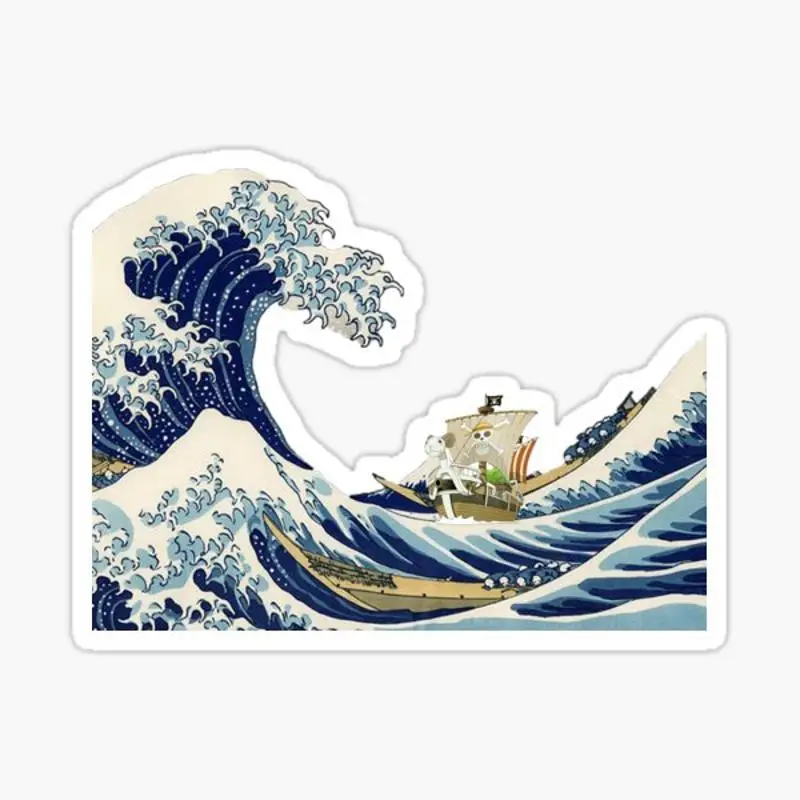 

Наклейка с изображением веселых волн для ноутбука, украшение для спальни, автомобиля, милый мультяшный модный чемодан для общественных мес...