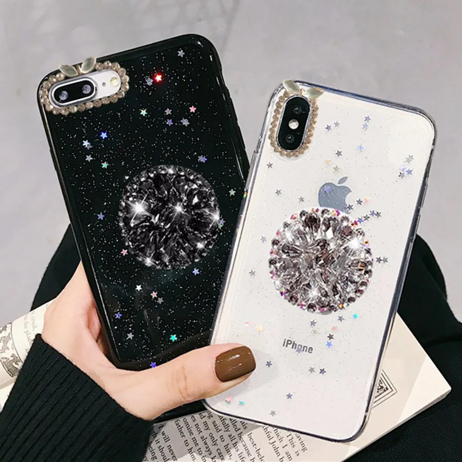 

Rhinestone Luxury Glitter Diamond Holder Phone Case For iPhone 14 13 12 11 Pro X XS Max XR 7 8 Plus SE2 Epoxy Cover With Stand