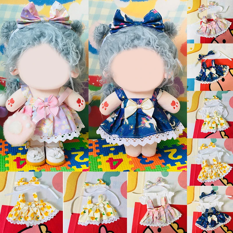 

20cm Doll Clothes Accessories Colorful Summer Skirt Cute Pineapple Dress +headband For 20cm Idol Kpop Doll Toy Accessories