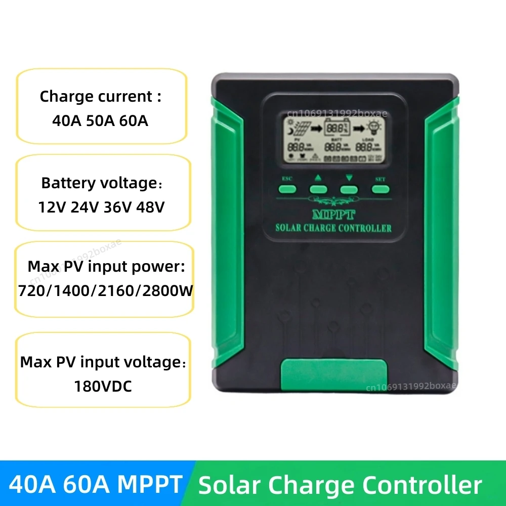 

40A 50A 60A MPPT Solar Charge Controller 180VDC Solar Panel Regulator For 12V 24V 36V 48V Lead Acid/Sealed/Gel/Lithium Battery
